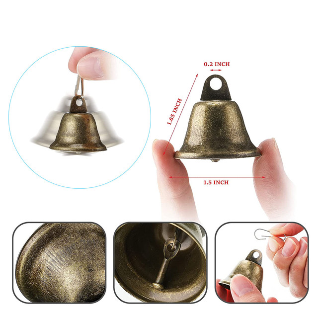 30 Pcs Bells Craft Small Bells Brass Bells Vintage Bells with Hooks for  Hanging Wind Chimes